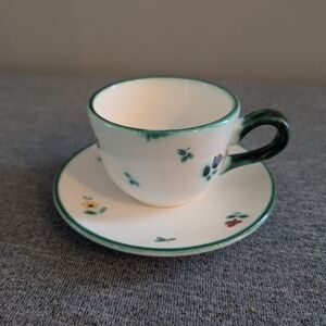 Gmundner Keramik Scattered Flowers/Streublumen Cup & Saucer, VG